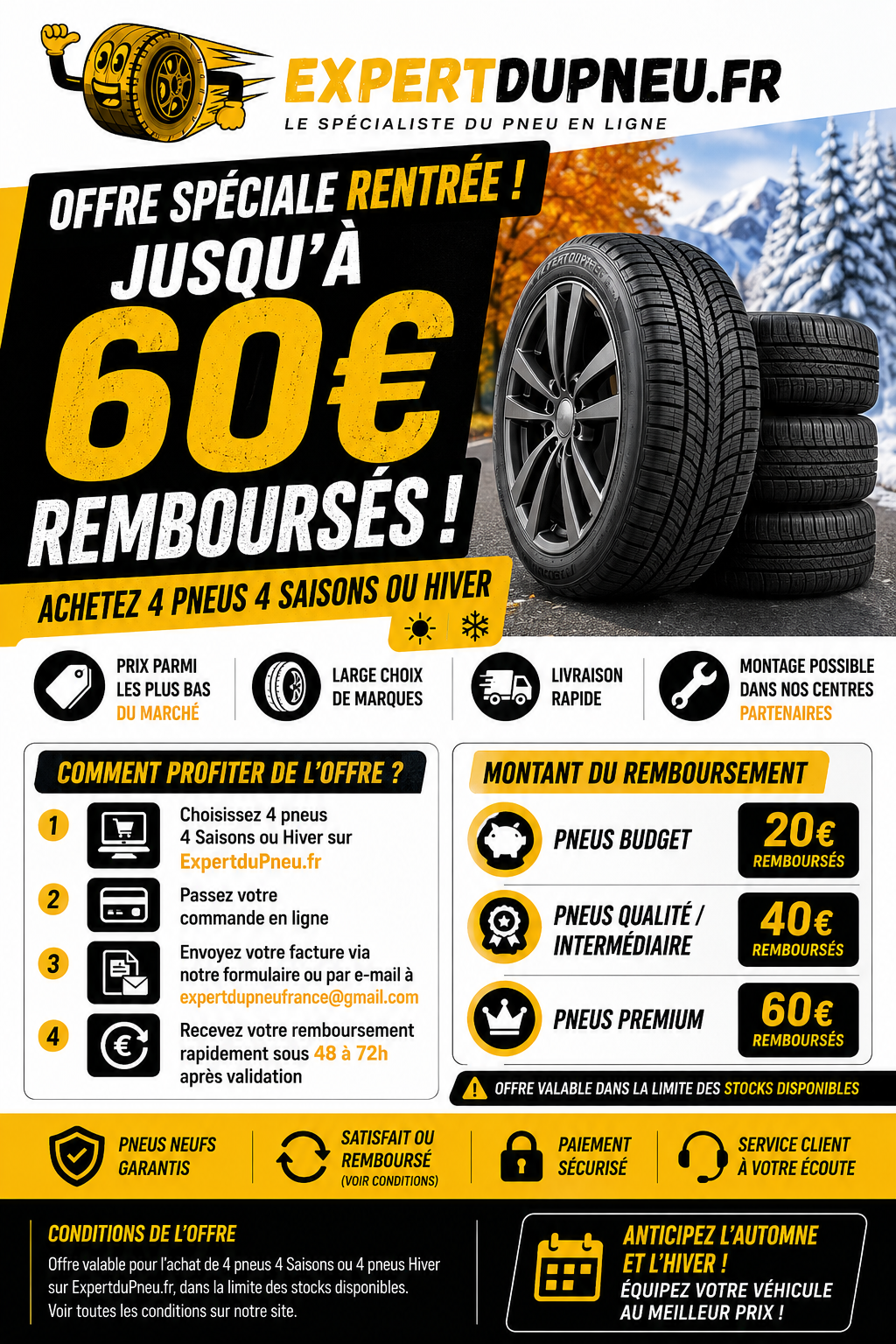 🍂❄️ OFFRE SPÉCIALE RENTRÉE – JUSQU’À 60€ REMBOURSÉS !